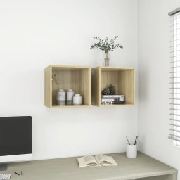 Gossi dulapuri de perete, 2 buc., stejar sonoma, 37x37x37 cm, pal