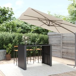 Gossi masa de bar cu blat din sticla, negru, 145x80x110 cm, poliratan