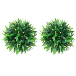 Gossi mingi artificiale din lemn de cimis cu lumini led 2 buc verde