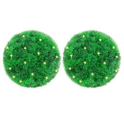 Gossi mingi artificiale din lemn de cimis cu lumini led 2 buc verde