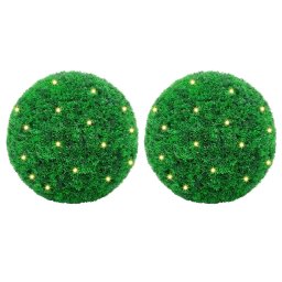 Gossi mingi artificiale din lemn de cimis cu lumini led 2 buc verde