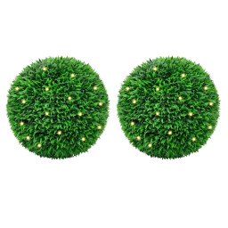 Gossi mingi artificiale din lemn de cimis cu lumini led 2 buc verde