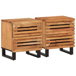 Gossi noptiere, 2 buc., 40x34x46 cm, lemn masiv de acacia