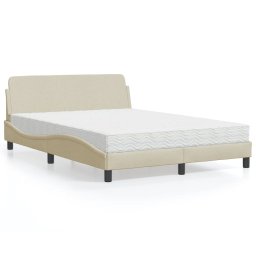 Gossi pat cu saltea, crem, 140x200 cm, material textil
