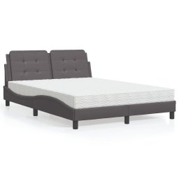 Gossi pat cu saltea, gri, 140x200 cm, piele ecologica