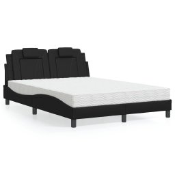Gossi pat cu saltea, negru, 140x200 cm, piele ecologica
