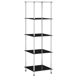 Gossi raft cu 5 niveluri, negru, 40 x 40 x 130 cm, sticla securizata