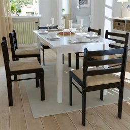 Gossi scaune de bucatarie, 6 buc., maro, lemn masiv hevea & catifea
