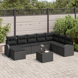 Gossi set canapea gradina 9 piese cu perne bej din ratan sintetic