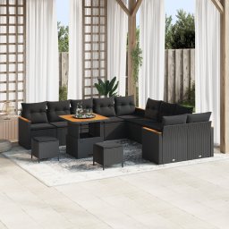 Gossi set canapele gradina cu perne negru ratan poliacacia