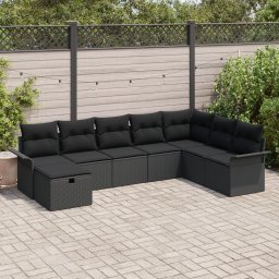 Gossi set de canapea de 8 piese cu perne negru ratan