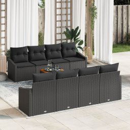 Gossi set de canapea pentru gradina cu 9 piese cu perne negru poli ratan acacia