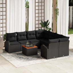 Gossi set de canapele de gradina cu perne negre ratan poli acacia