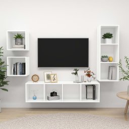Gossi set de dulapuri tv, 4 piese, alb, lemn prelucrat