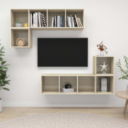 Gossi set de dulapuri tv, 4 piese, stejar sonoma, lemn prelucrat