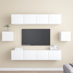 Gossi set de dulapuri tv, 6 piese, alb, lemn prelucrat