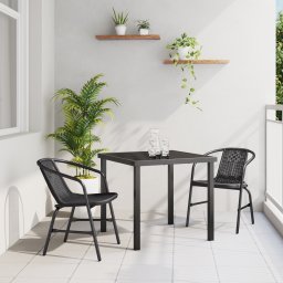 Gossi set de masa de gradina 3 piese ratan plastic negru