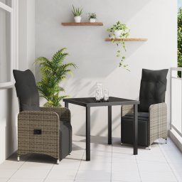 Gossi set de mobilier de gradina de 3 piese cu perne gri din rattan poli