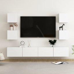 Gossi set dulapuri tv, 6 piese, alb, lemn prelucrat