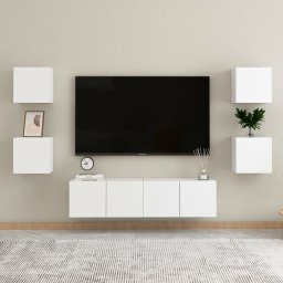 Gossi set dulapuri tv, 6 piese, alb, lemn prelucrat