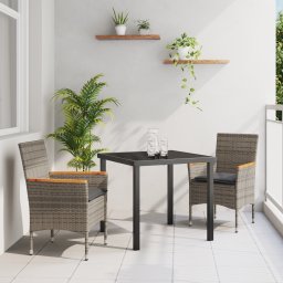 Gossi set mese gradina 3 piese cu perne ratan sintetic gri