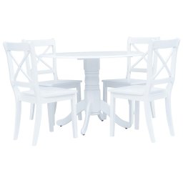 Gossi set mobilier bucatarie, 5 piese, alb, lemn masiv de hevea