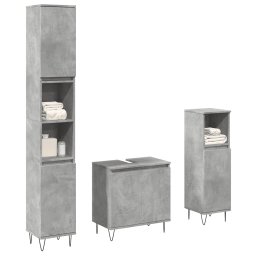Gossi set mobilier de baie, 3 piese, gri beton, lemn compozit