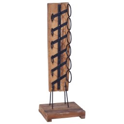 Gossi suport 6 sticle de vin, 35x35x100 cm, lemn masiv de tec