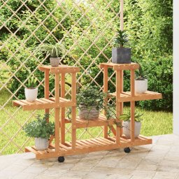 Gossi suport pentru flori cu roti, 110x25x78 cm, lemn masiv de brad