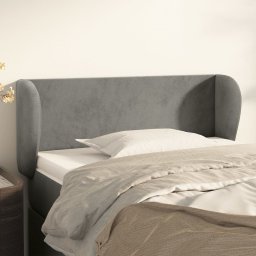 Gossi tablie de pat cu aripioare gri deschis 83x23x78/88 cm catifea