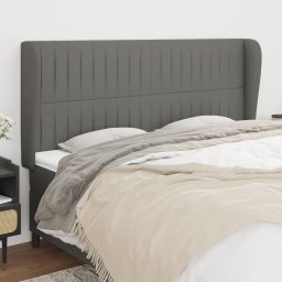 Gossi tablie de pat cu aripioare gri inchis 203x23x118/128 cm, textil