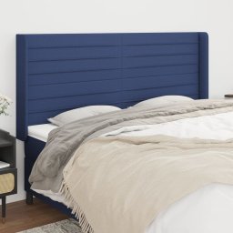 Gossi tablie de pat cu aripioare, albastru, 163x16x118/128 cm, textil