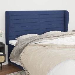 Gossi tablie de pat cu aripioare, albastru, 203x23x118/128 cm, textil