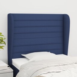 Gossi tablie de pat cu aripioare, albastru, 83x23x118/128 cm, textil