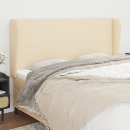 Gossi tablie de pat cu aripioare, crem, 163x23x118/128 cm, textil