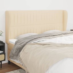 Gossi tablie de pat cu aripioare, crem, 203x23x118/128 cm, textil
