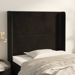 Gossi tablie de pat cu aripioare, negru, 103x16x118/128 cm, catifea