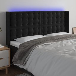 Gossi tablie de pat cu led, negru, 203x16x118/128 cm, catifea