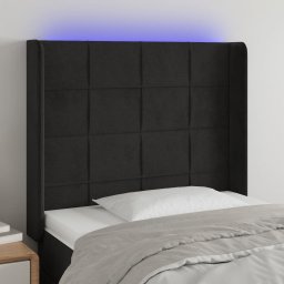 Gossi tablie de pat cu led, negru, 83x16x118/128 cm, catifea