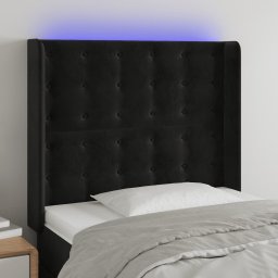 Gossi tablie de pat cu led, negru, 83x16x118/128 cm, catifea