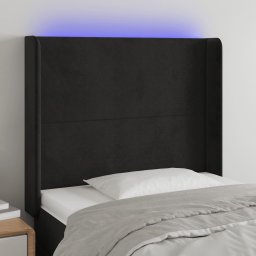 Gossi tablie de pat cu led, negru, 83x16x118/128 cm, catifea