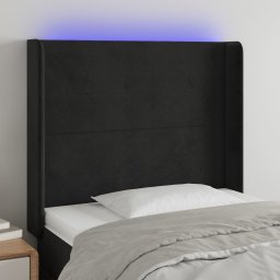 Gossi tablie de pat cu led, negru, 93x16x118/128 cm, catifea
