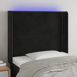 Gossi tablie de pat cu led, negru, 93x16x118/128 cm, catifea