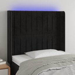 Gossi tablie de pat cu led, negru, 93x16x118/128 cm, catifea