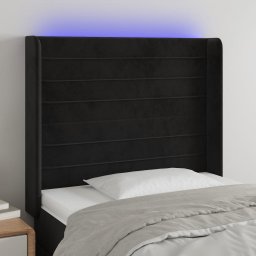 Gossi tablie de pat cu led, negru, 93x16x118/128 cm, catifea