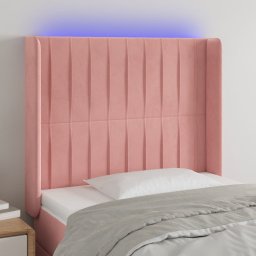 Gossi tablie de pat cu led, roz, 103x16x118/128 cm, catifea