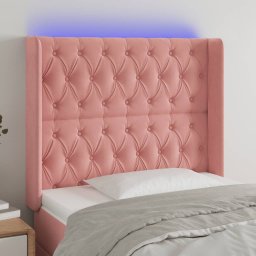 Gossi tablie de pat cu led, roz, 103x16x118/128 cm, catifea