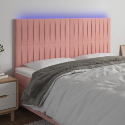 Gossi tablie de pat cu led, roz, 160x5x118/128 cm, catifea