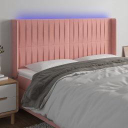 Gossi tablie de pat cu led, roz, 163x16x118/128 cm, catifea