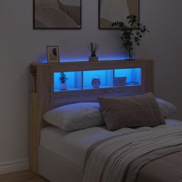 Gossi tablie de pat cu led, stejar sonoma, 140x18,5x103,5 cm, lemn